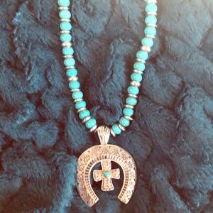 Horseshoe necklace and earrings pair